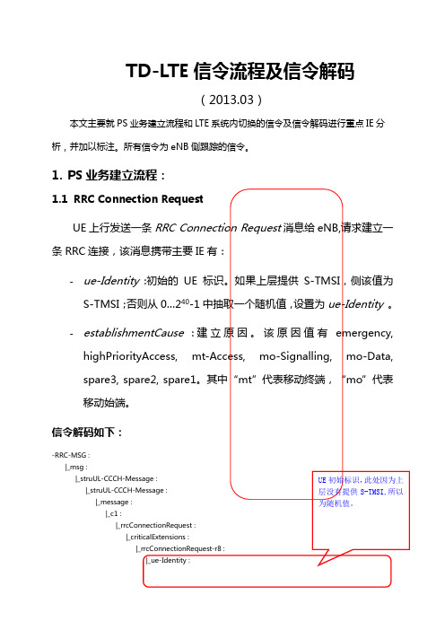 tdlte信令流程及信令解码比超详细还详细