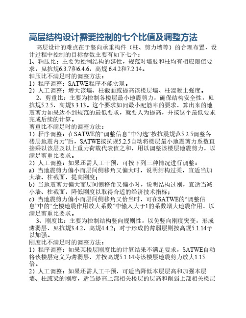 高层结构设计需要控制的七个比值及调整方法