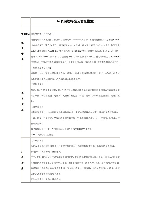 环氧丙烷_特性及安全措施