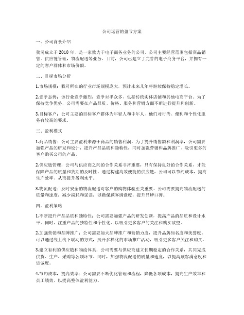 公司运营的盈亏方案