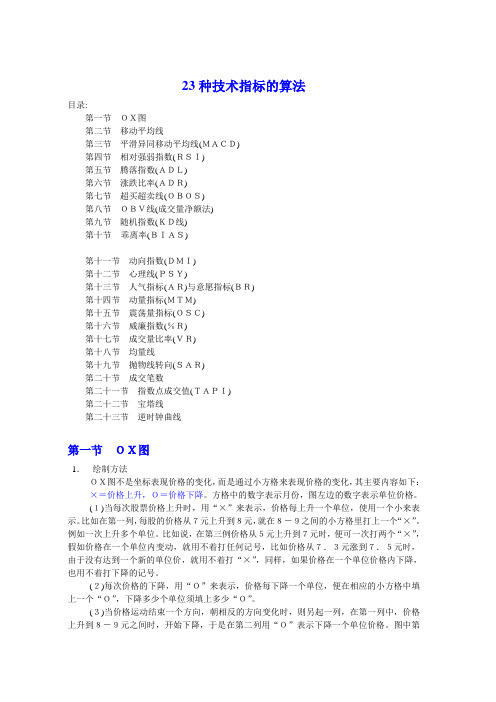 金融市场的23种技术指标的算法