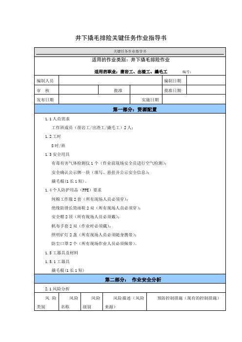 (完整版)井下撬毛排险关键任务作业指导书