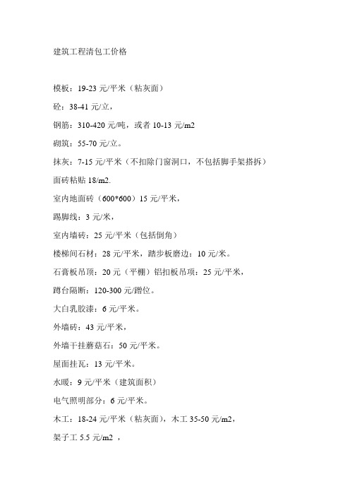 建筑工程单平米造价