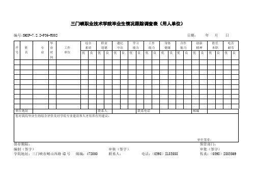 大学生毕业生情况跟踪调查表(用人单位)