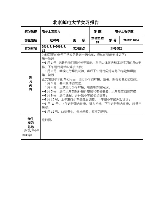 电子工艺实习-智能车