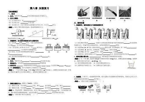 第八章 压强 单元复习 沪科版物理八年级下学期