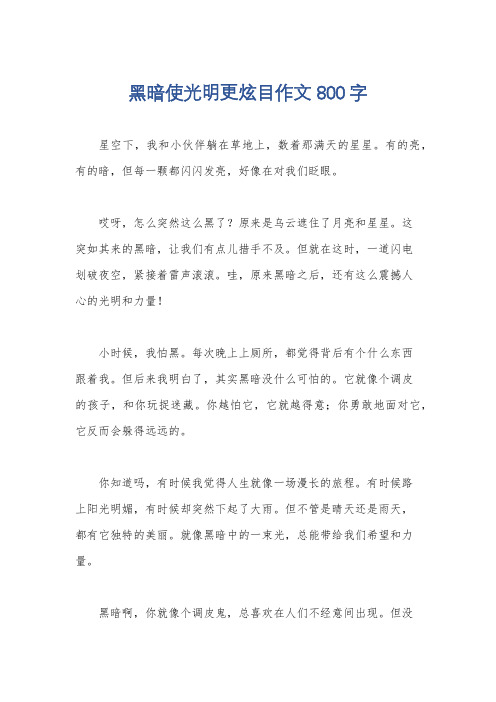 黑暗使光明更炫目作文800字