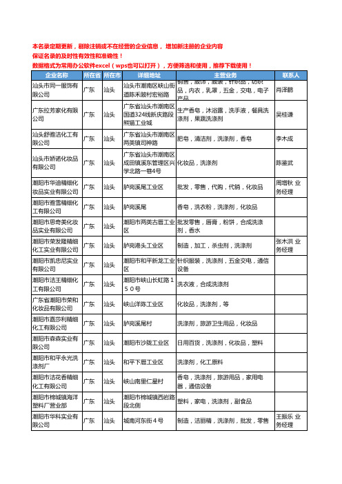 2020新版广东省汕头洗涤剂工商企业公司名录名单黄页大全76家