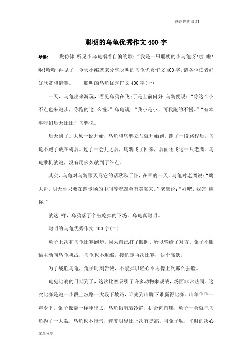 聪明的乌龟优秀作文400字