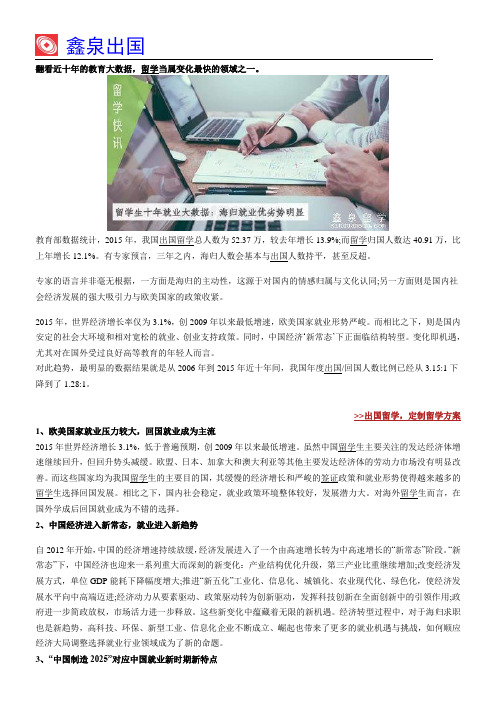 留学生十年就业大数据:海归就业到底难不难