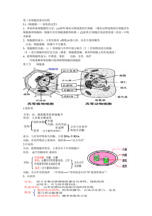 生物必修一期末复习