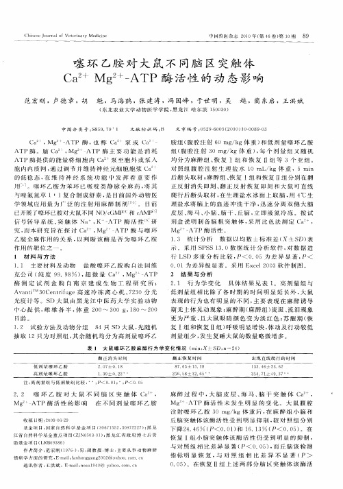 噻环乙胺对大鼠不同脑区突触体Ca 2+Mg 2+-ATP酶活性的动态影响