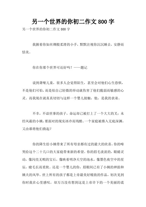 另一个世界的你初二作文800字