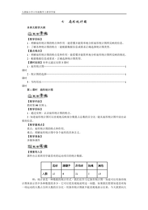 人教版小学六年级数学上册导学案：(7)扇形统计图