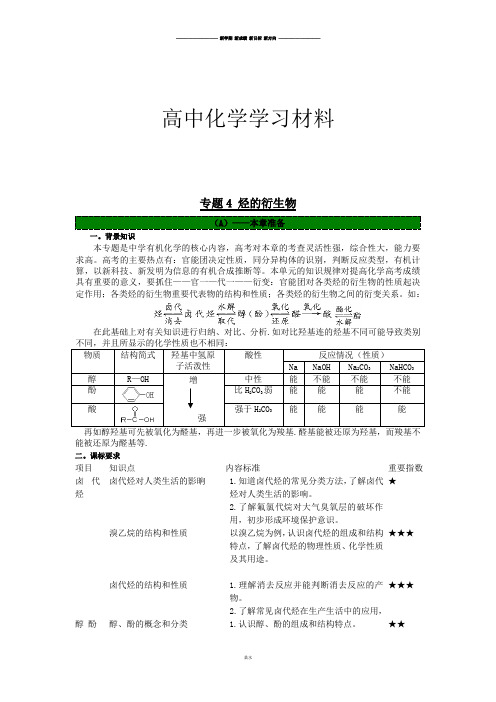 苏教版高中化学选修五专题4 烃的衍生物.docx