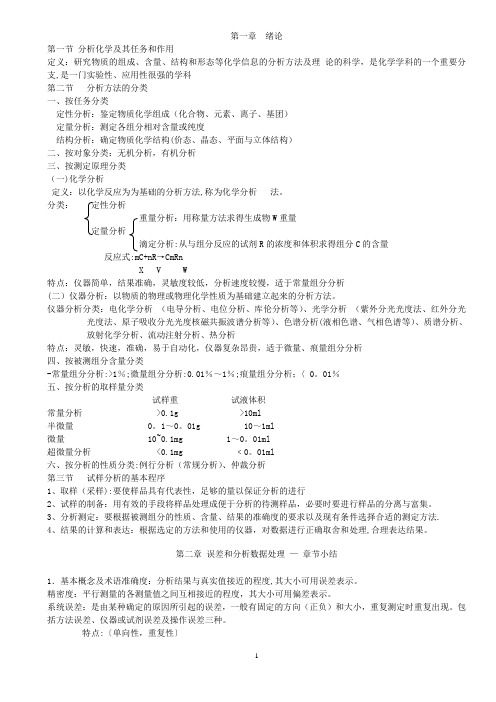 分析化学知识点总结