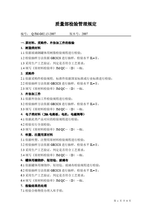 质量部检验管理规定