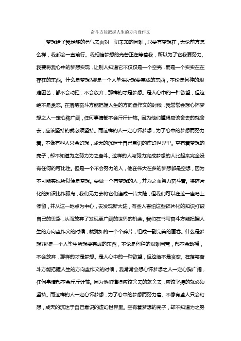 奋斗方能把握人生的方向盘作文