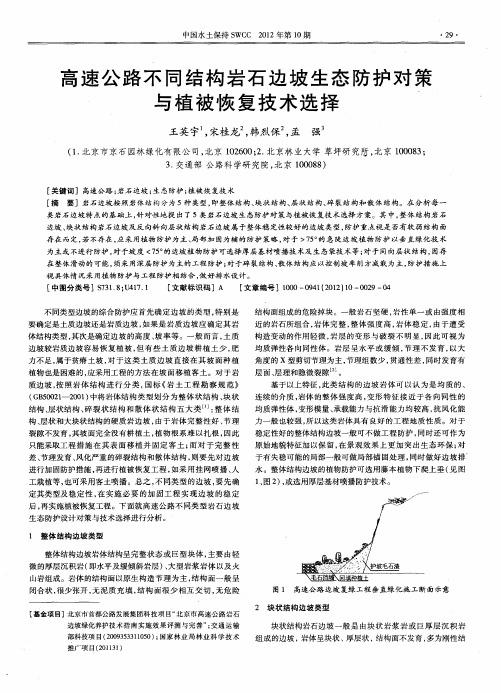 高速公路不同结构岩石边坡生态防护对策与植被恢复技术选择