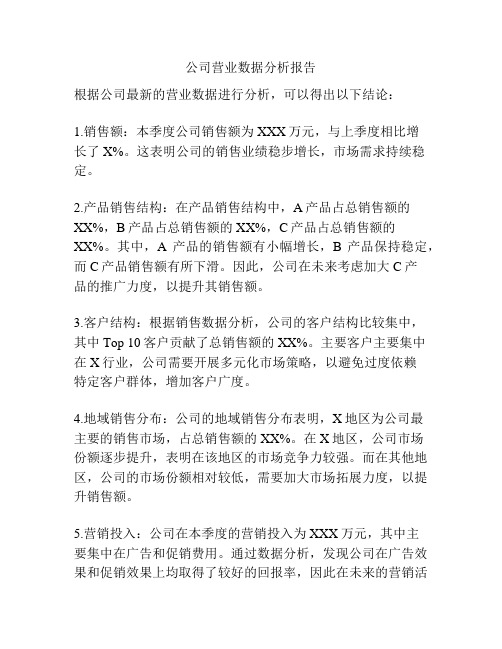 公司营业数据分析报告