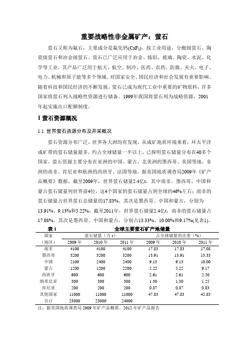 重要战略性非金属矿产萤石