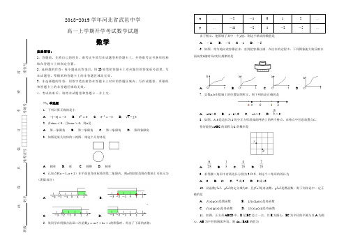 【100所名校】2018-2019学年河北省武邑中学高一上学期开学考试数学试题(解析版)