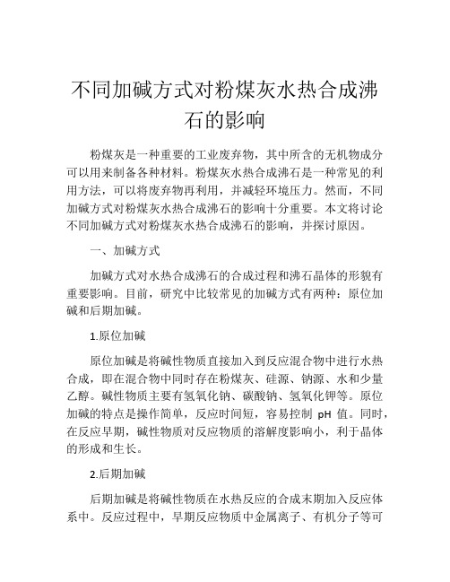 不同加碱方式对粉煤灰水热合成沸石的影响