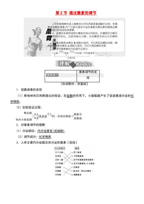 高中生物第2章动物和人体生命活动的调节第2节通过激素的调节学案新人教版必修3(new)