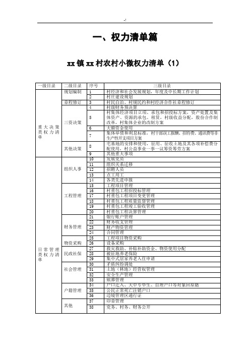 村乡村地区小微权力清单