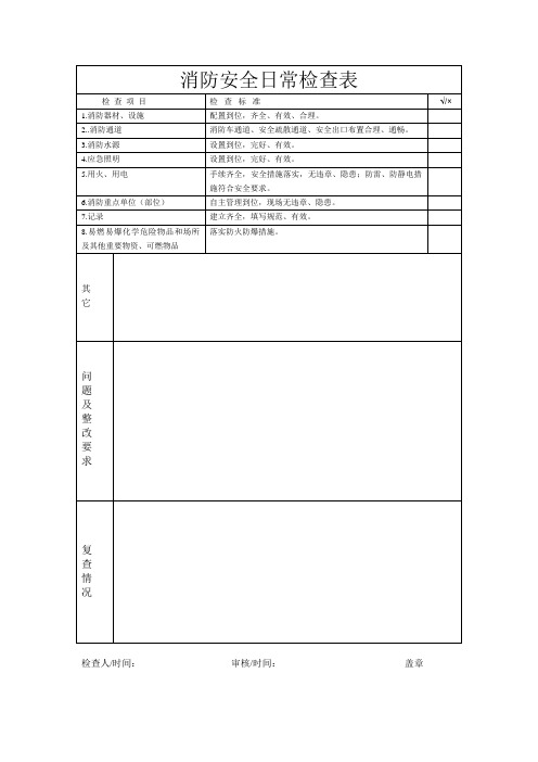 消防安全日常检查表