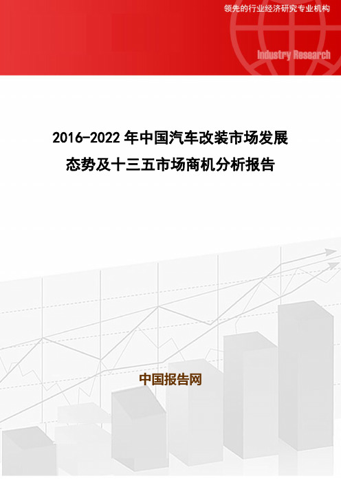 2016-2022年中国汽车改装市场发展态势及十三五市场商机分析报告