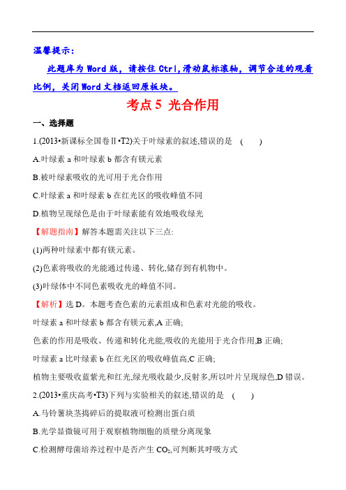 考点5 光合作用
