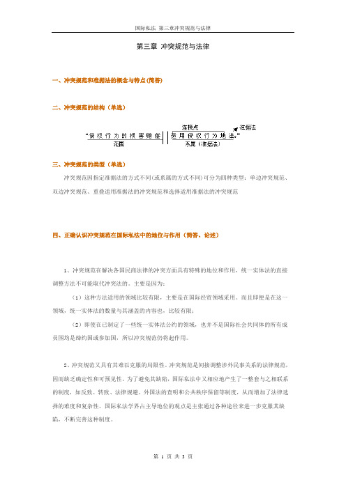 国际私法串讲第三章 冲突规范与法律