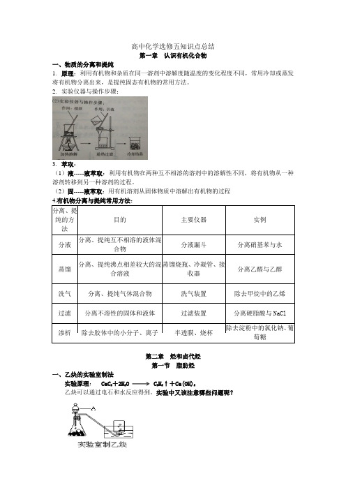 高中化学选修5精编笔记