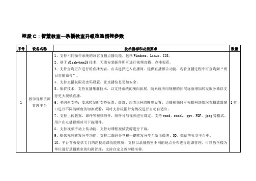 标段C：智慧教室录播教室升级改造招标参数