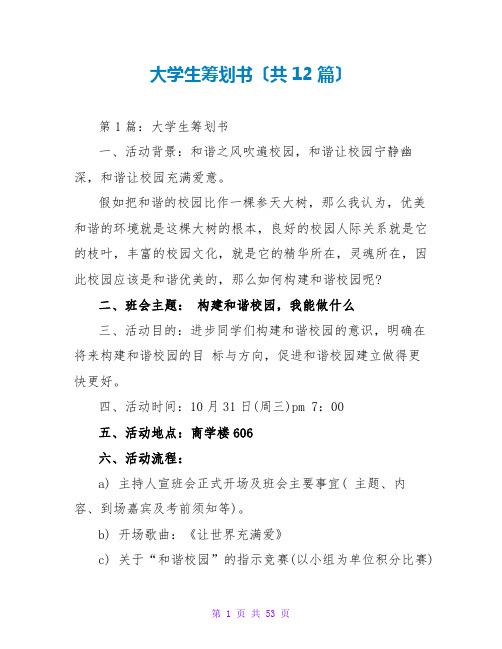 大学生策划书(共12篇)