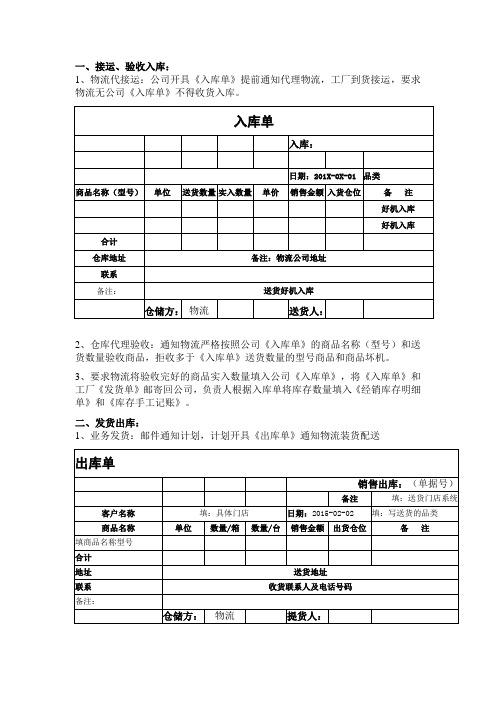 销售公司第三方物流出入库流程