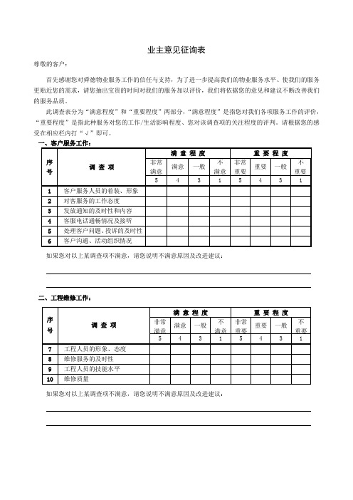 1801业主意见征询表