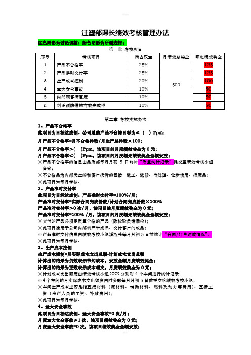 注塑部绩效考核管理办法