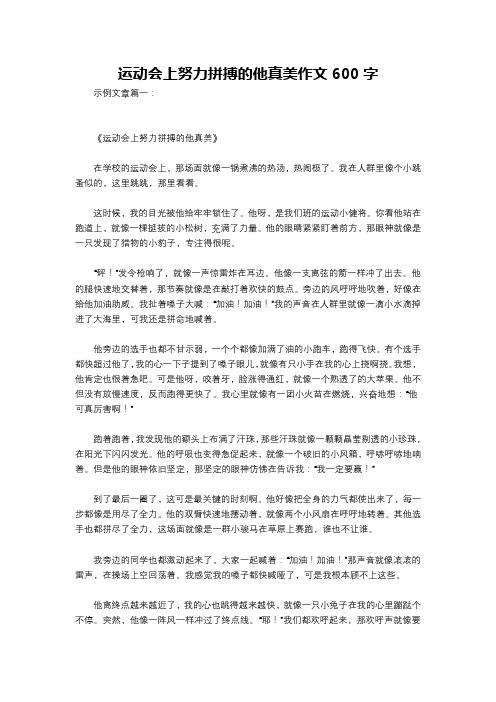 运动会上努力拼搏的他真美作文600字