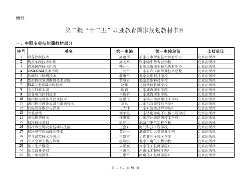 第二批“十二五”职业教育国家规划教材书目