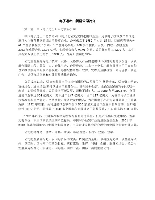 电子进出口贸易公司简介
