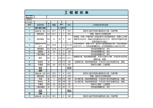 工程报价单excel表格模板