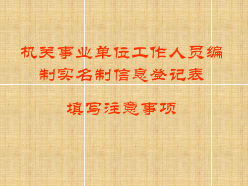 机关事业单位编制信息表格填写演示文稿1知识讲解