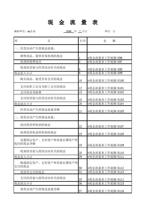 [Excel表格]现金流量表