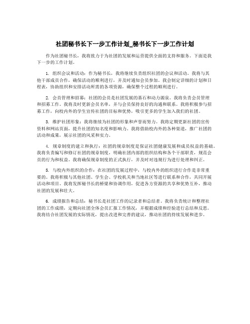 社团秘书长下一步工作计划_秘书长下一步工作计划