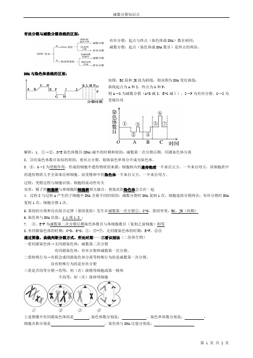 减数分裂知识点归纳终结版