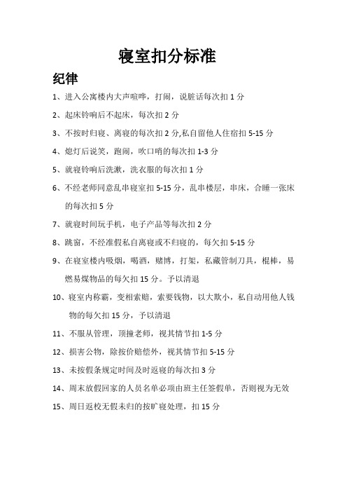 寝室扣分标准