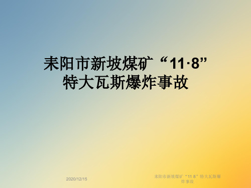 耒阳市新坡煤矿“11·8”特大瓦斯爆炸事故