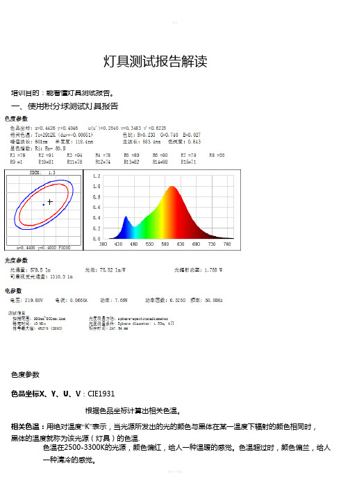 积分球灯具测试报告解读